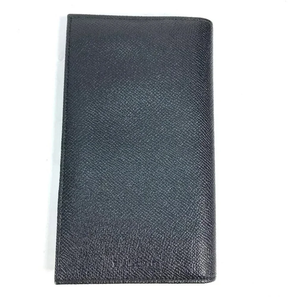 BVLGARI Long wallet logo Two fold Long Wallet Leather Black